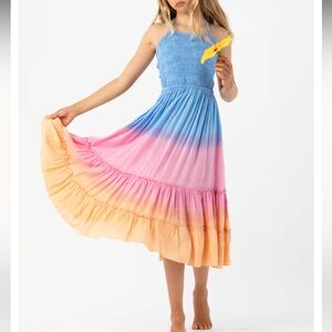 Tiare Hawaii- Kids NAIA Dress in Sky Pink Rust Ombre 8-10